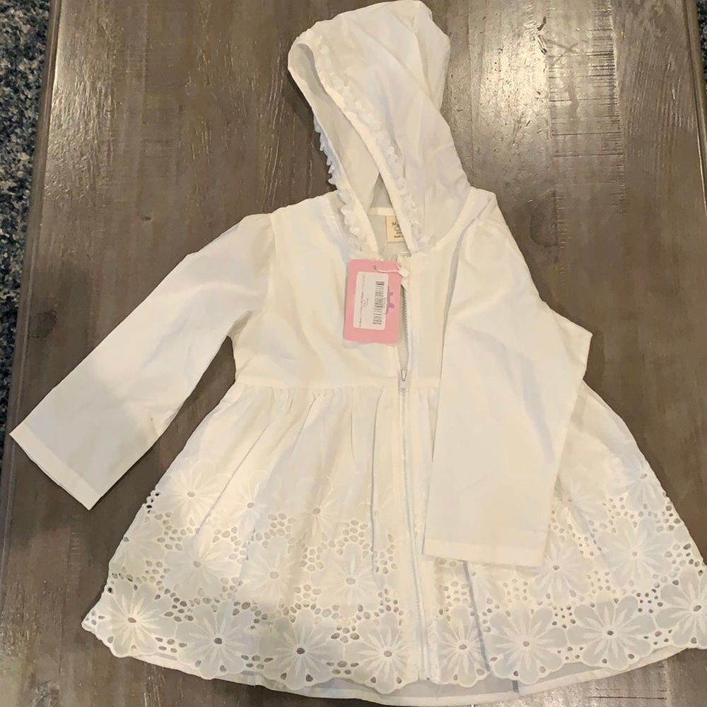 Bentley Collection White Eyelet Hooded Jacket